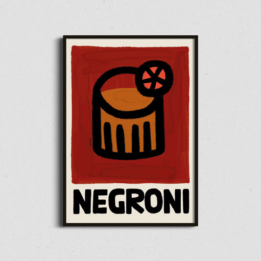 Negroni Art Print | Colourful Cocktail Wall Art