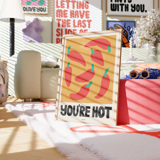 youre hot chilli pepper print in living room