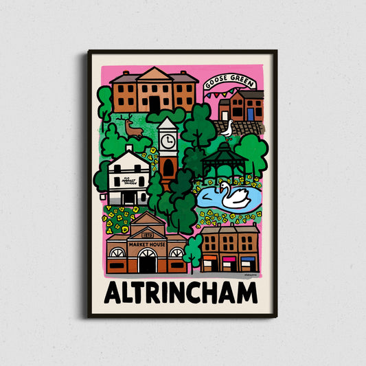 Illustration of Altrincham on a white wall