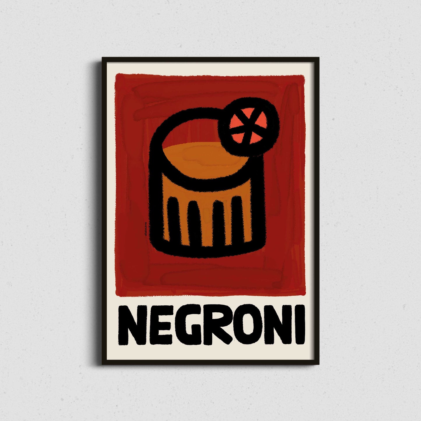 Negroni Art Print | Colourful Cocktail Wall Art