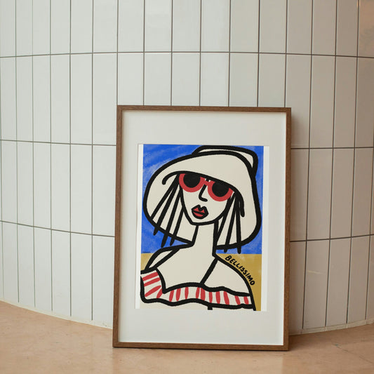 Bellissimo Beach Babe Print | Chic Girl at Sicily Beach