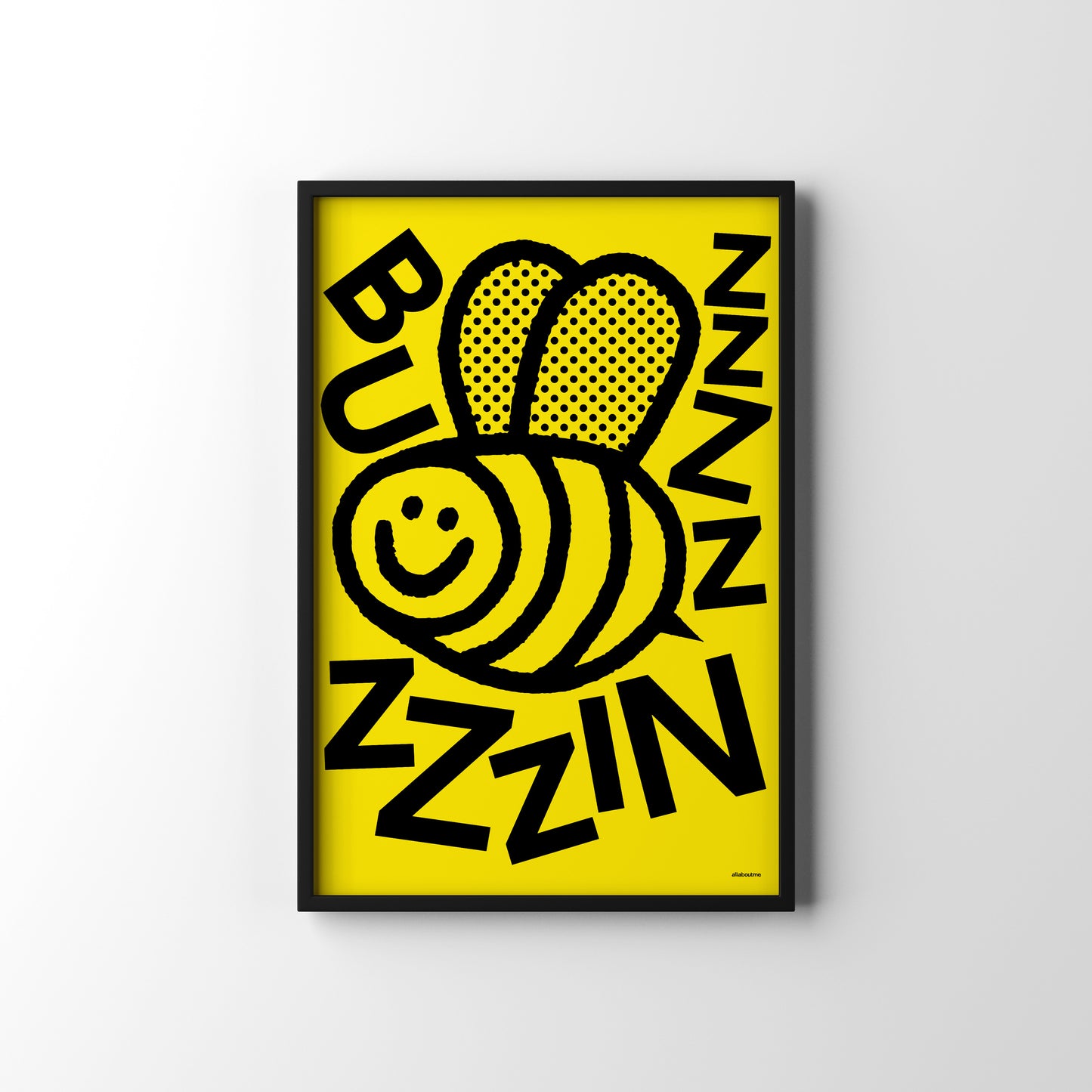 Buzzin Bee Illustration Wall Art Print