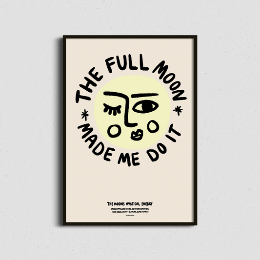 Framed print featuring emotional moon-inspired art and reflective messaging – perfect for moon lovers and introspective souls.