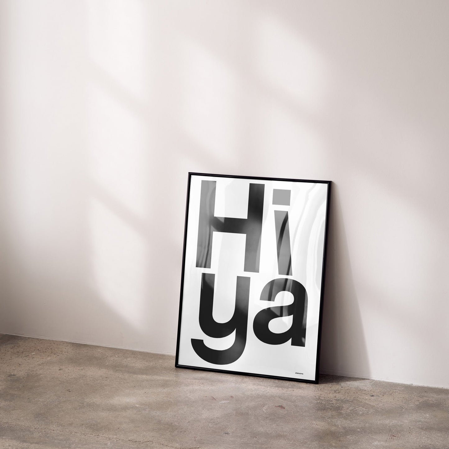 Brighten your space with the Hiya print! Bold, graphic typography art that greets you with positivity and uplifting energy every day.