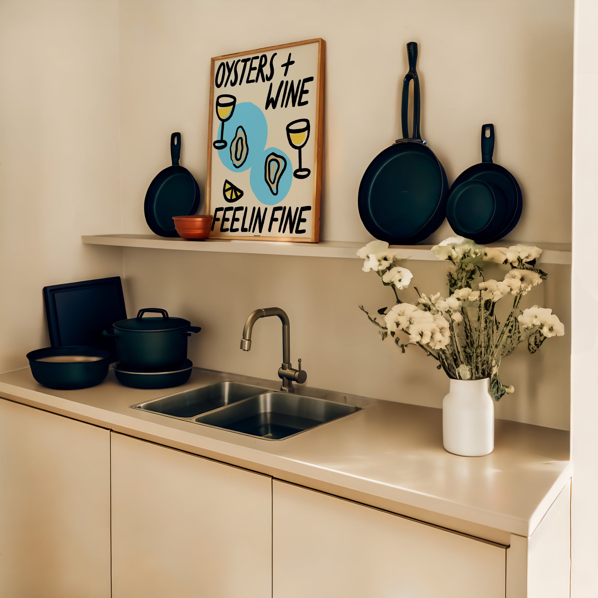 Capture Sicily’s coastal vibes with this Oysters & Wine Print. Hand-illustrated travel-inspired art for food and wine lovers.