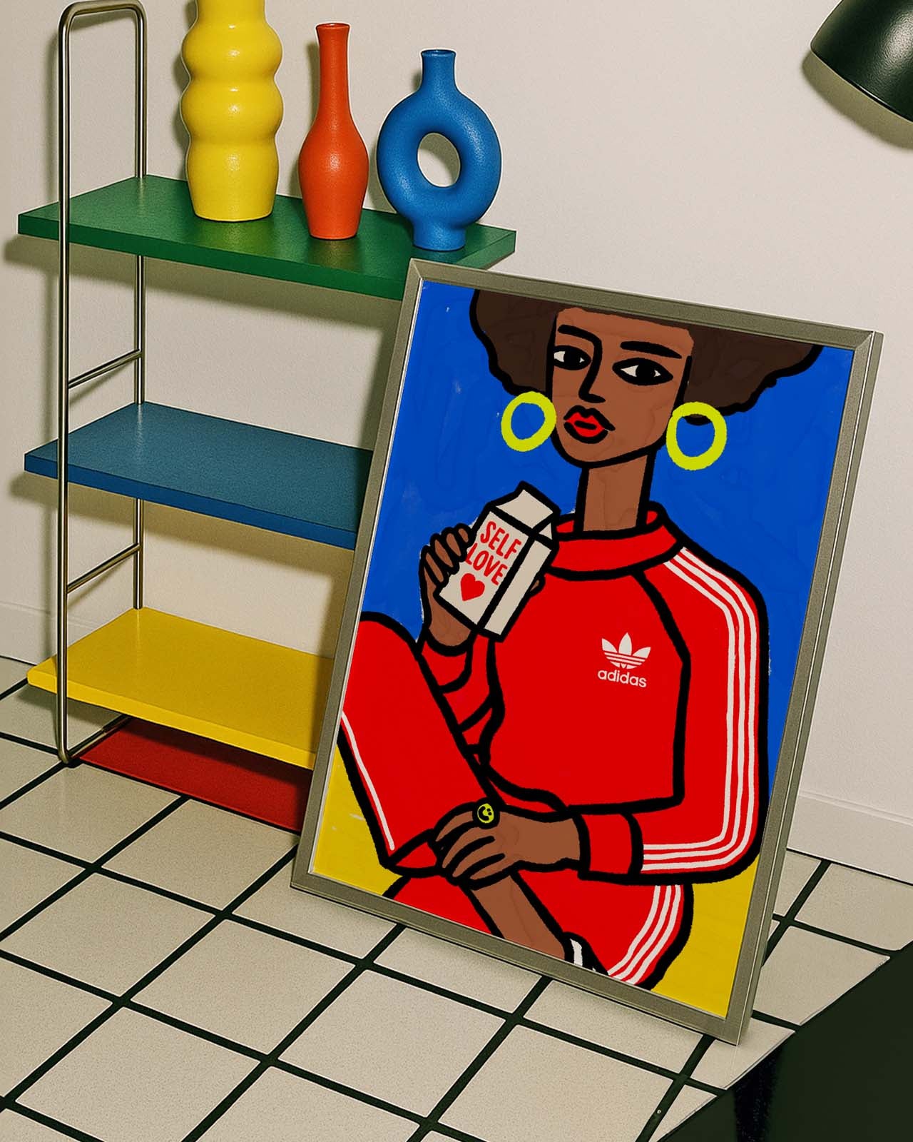 Female fashion illustration promoting self-care, kindness and emotional wellbeing.