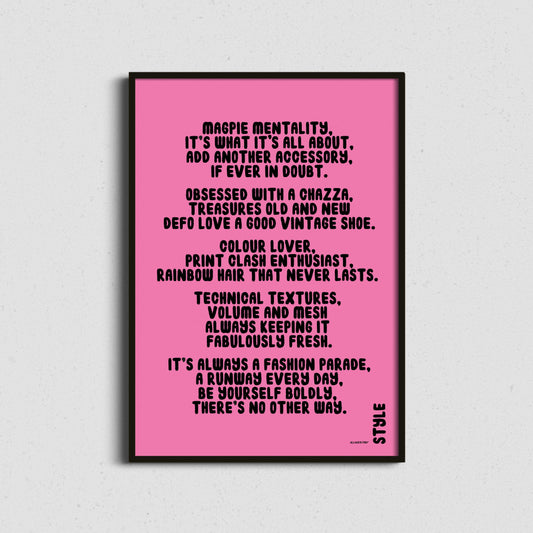 Style Poem | Playful Fashion Poetry Art Print