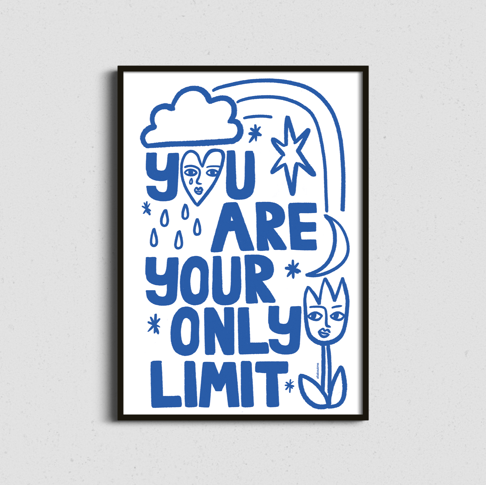  Framed motivational art with bold “You’re Only Limit” quote in monochrome – sleek and empowering.