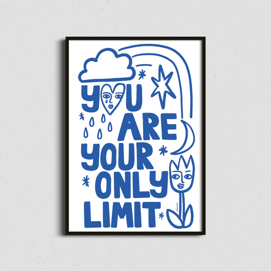  Framed motivational art with bold “You’re Only Limit” quote in monochrome – sleek and empowering.